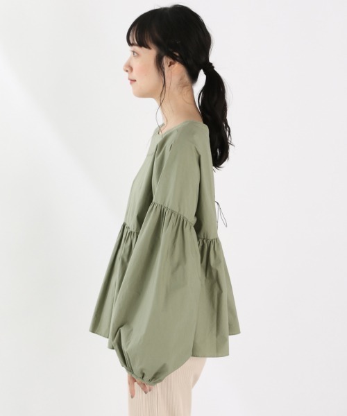 LOWRYS FARM（ローリーズファーム）の「ギャザーブラウスＬＳ　893661（シャツ/ブラウス・レディース・ブラック/カーキ/オフホワイト・FREE）」の7枚目の写真