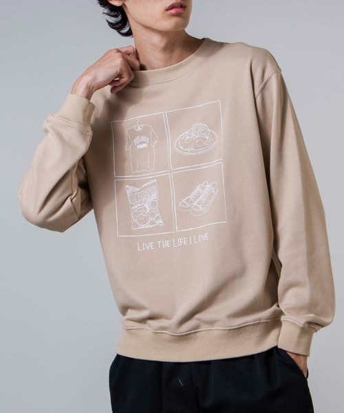 WEGO（ウィゴー）の「WEGO/モチーフプリントプルオーバー（スウェット・メンズ・ホワイト/ベージュ・SMALL/MEDIUM/LARGE）」の2枚目の写真