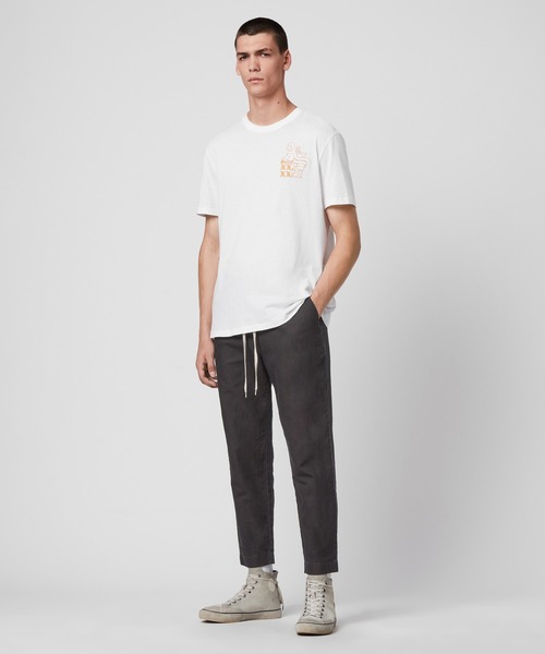 ALLSAINTS♡リネン ブレンド ワイド レッグ トラウザー セットアップ可】サイドベージュテーパードトラウザーズ（フル