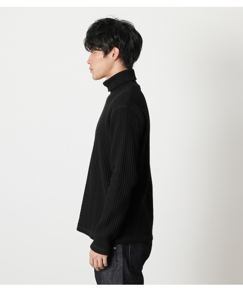 AZUL by moussy(アズールバイマウジー)の「HEAVY WAFFLE TURTLENECK TOPS/ヘビーワッフルタートルネックトップス(Tシャツ/カットソー・メンズ・ホワイト/ブラック/杢グレー・SMALL/MEDIUM/LARGE/X-LARGE)」の8枚目の写真