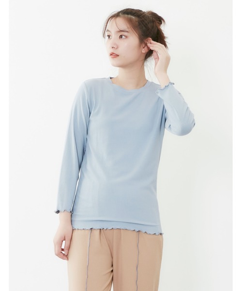 POU DOU DOU（プードゥドゥ）の「トタンテレコレイヤードトップスセット（Tシャツ/カットソー・レディース・キャメル/ブルー/アイボリー・3）」の19枚目の写真