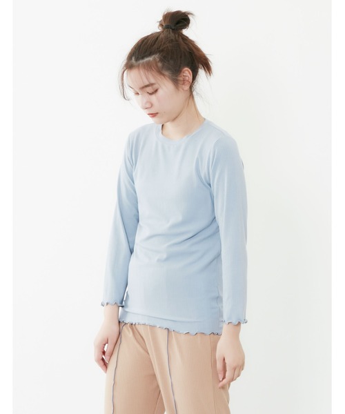 POU DOU DOU（プードゥドゥ）の「トタンテレコレイヤードトップスセット（Tシャツ/カットソー・レディース・キャメル/ブルー/アイボリー・3）」の20枚目の写真