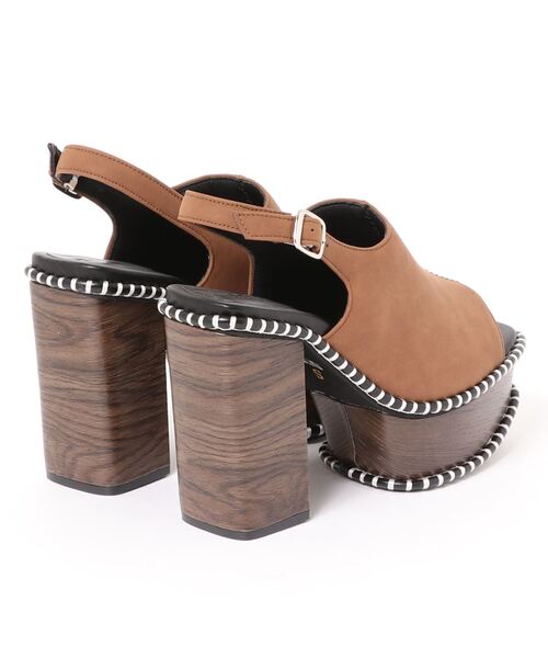 Noubel Voug Relax（ヌーベルヴォーグリラックス）の「ステッチデザイン太ヒール厚底バックストラップサンダル（サンダル・レディース・ホワイト/キャメル/ブラック・M/LL/S/L）」の5枚目の写真