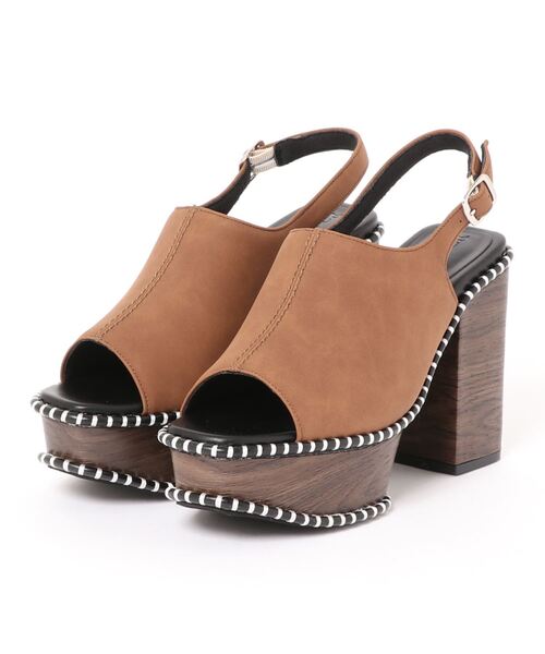 Noubel Voug Relax（ヌーベルヴォーグリラックス）の「ステッチデザイン太ヒール厚底バックストラップサンダル（サンダル・レディース・ホワイト/キャメル/ブラック・M/LL/S/L）」の7枚目の写真