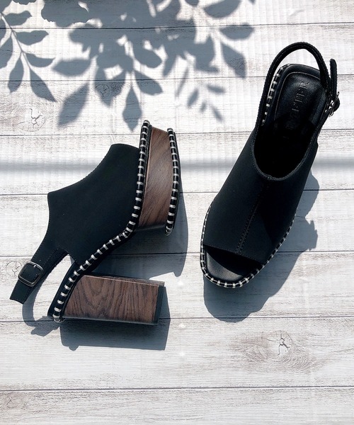 Noubel Voug Relax（ヌーベルヴォーグリラックス）の「ステッチデザイン太ヒール厚底バックストラップサンダル（サンダル・レディース・ホワイト/キャメル/ブラック・M/LL/S/L）」の18枚目の写真