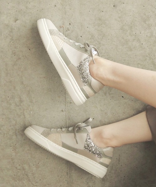 Lucida（ルシーダ）の「【Peacock】♯パッチワークスニーカー（スニーカー・レディース・ホワイト/ブラック/ベージュ/グレー・38/39/35/36/37）」の12枚目の写真