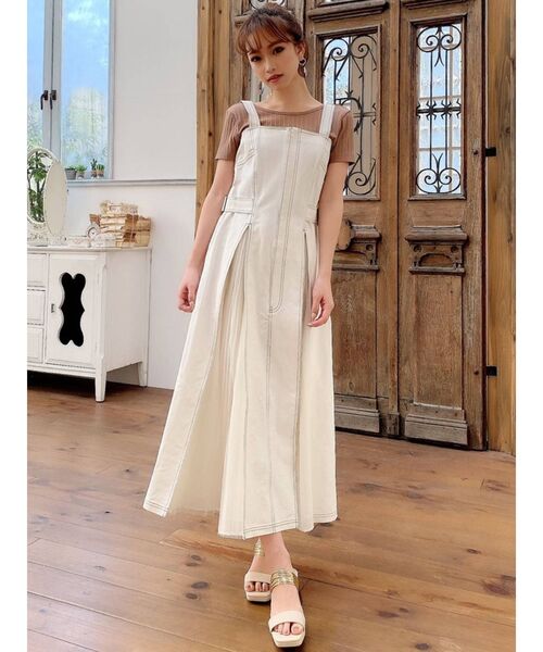 【タグなし新品】リヨセルデニムジャンスカベージュ38 DouDou ワンピース リヨセルデニムジャンスカ : ZOZOTOWN Yahoo