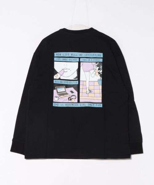 おしゃれスタ(オシャレスタ)の「ビッグシルエットバックプリントクルーネック長袖Tシャツ(IR) オーバーサイズ メンズ レディース(Tシャツ/カットソー・メンズ・ホワイト/ブラック/グレイッシュベージュ・M/L/XL)」の7枚目の写真
