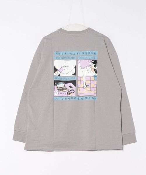おしゃれスタ(オシャレスタ)の「ビッグシルエットバックプリントクルーネック長袖Tシャツ(IR) オーバーサイズ メンズ レディース(Tシャツ/カットソー・メンズ・ホワイト/ブラック/グレイッシュベージュ・M/L/XL)」の5枚目の写真
