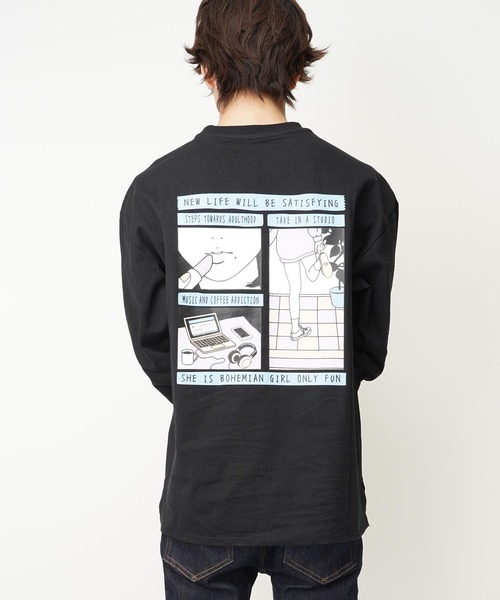 おしゃれスタ(オシャレスタ)の「ビッグシルエットバックプリントクルーネック長袖Tシャツ(IR) オーバーサイズ メンズ レディース(Tシャツ/カットソー・メンズ・ホワイト/ブラック/グレイッシュベージュ・M/L/XL)」の12枚目の写真