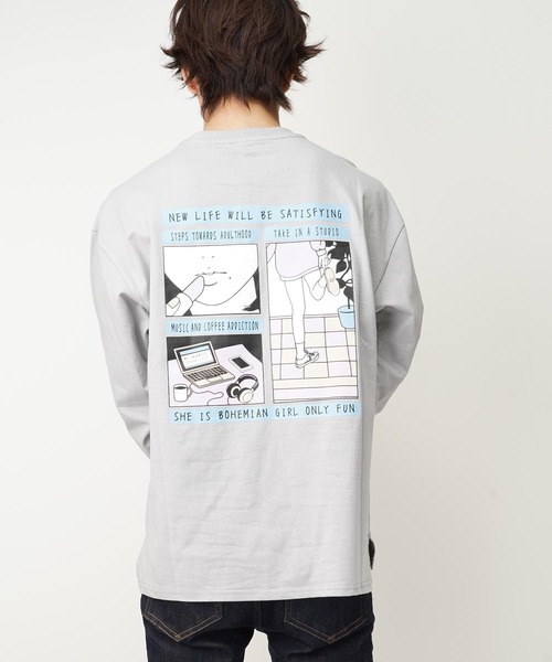 おしゃれスタ(オシャレスタ)の「ビッグシルエットバックプリントクルーネック長袖Tシャツ(IR) オーバーサイズ メンズ レディース(Tシャツ/カットソー・メンズ・ホワイト/ブラック/グレイッシュベージュ・M/L/XL)」の15枚目の写真