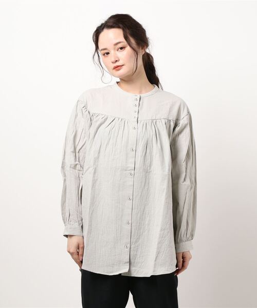 Samansa Mos2（サマンサ モスモス）の「ギンガムティアードチュニック（シャツ/ブラウス・レディース・グレー/ブラック/ブルー・ﾌﾘ-）」の2枚目の写真