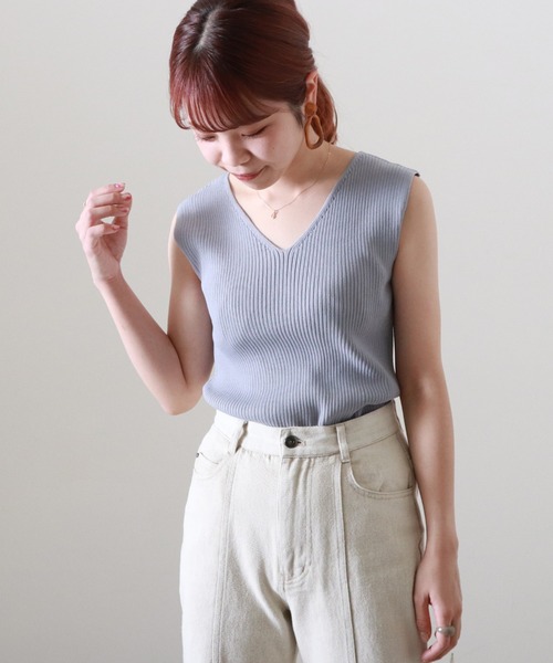 Cheek（チーク）の「２ＷＡＹニットリブタンク（タンクトップ・レディース・アイボリー/グレイッシュブルー/キャメル/オレンジ・MEDIUM）」の3枚目の写真