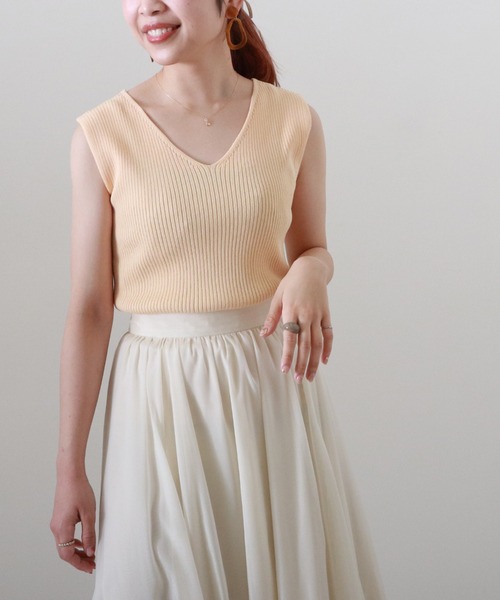 Cheek（チーク）の「２ＷＡＹニットリブタンク（タンクトップ・レディース・アイボリー/グレイッシュブルー/キャメル/オレンジ・MEDIUM）」の4枚目の写真
