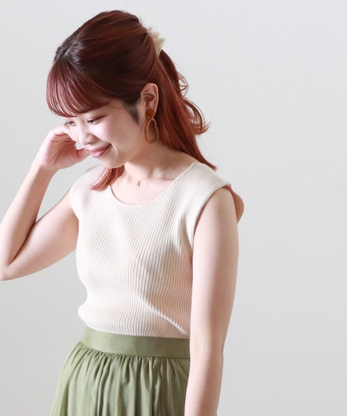 Cheek（チーク）の「２ＷＡＹニットリブタンク（タンクトップ・レディース・アイボリー/グレイッシュブルー/キャメル/オレンジ・MEDIUM）」の2枚目の写真