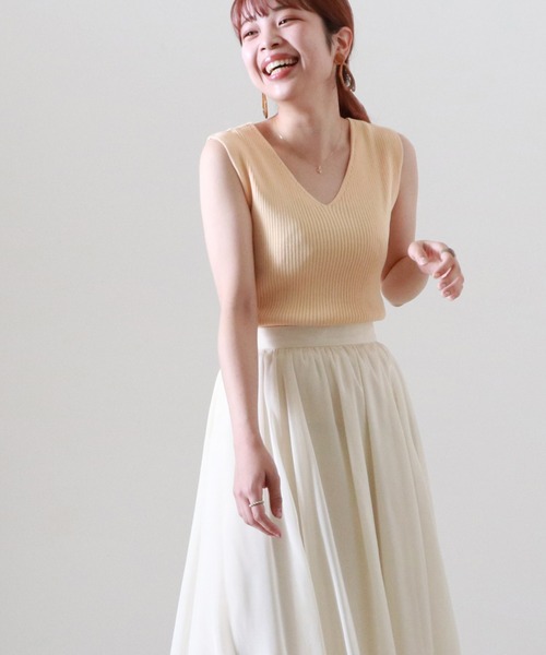 Cheek（チーク）の「２ＷＡＹニットリブタンク（タンクトップ・レディース・アイボリー/グレイッシュブルー/キャメル/オレンジ・MEDIUM）」の9枚目の写真