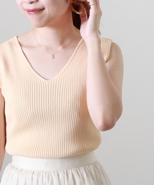 Cheek（チーク）の「２ＷＡＹニットリブタンク（タンクトップ・レディース・アイボリー/グレイッシュブルー/キャメル/オレンジ・MEDIUM）」の7枚目の写真