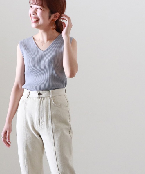 Cheek（チーク）の「２ＷＡＹニットリブタンク（タンクトップ・レディース・アイボリー/グレイッシュブルー/キャメル/オレンジ・MEDIUM）」の18枚目の写真