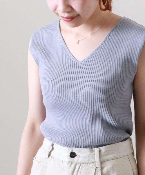 Cheek（チーク）の「２ＷＡＹニットリブタンク（タンクトップ・レディース・アイボリー/グレイッシュブルー/キャメル/オレンジ・MEDIUM）」の6枚目の写真