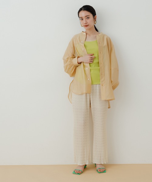 ADAM ET ROPE'(アダムエロペ)の「【アウトレット店舗・WEB限定】スクエアネックストレッチリブタンク(タンクトップ・レディース・チャコールグレー/ブラウン/ミント/キナリ・FREE)」の7枚目の写真