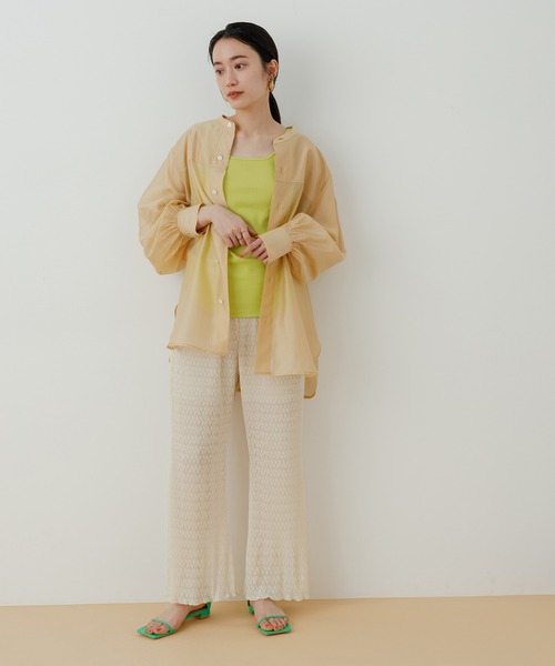 ADAM ET ROPE'(アダムエロペ)の「【アウトレット店舗・WEB限定】スクエアネックストレッチリブタンク(タンクトップ・レディース・チャコールグレー/ブラウン/ミント/キナリ・FREE)」の6枚目の写真