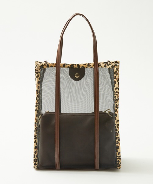 Rewde(ルゥデ)の「レオパードパイピングメッシュマルチトートバッグ(1R18-BA1627)(トートバッグ・レディース・ホワイト/ブラック/ブラウン・FREE)」の11枚目の写真