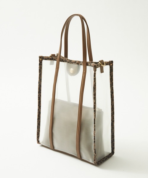 Rewde(ルゥデ)の「レオパードパイピングメッシュマルチトートバッグ(1R18-BA1627)(トートバッグ・レディース・ホワイト/ブラック/ブラウン・FREE)」の7枚目の写真