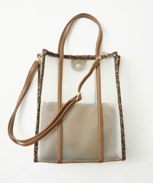 Rewde(ルゥデ)の「レオパードパイピングメッシュマルチトートバッグ(1R18-BA1627)(トートバッグ・レディース・ホワイト/ブラック/ブラウン・FREE)」の6枚目の写真