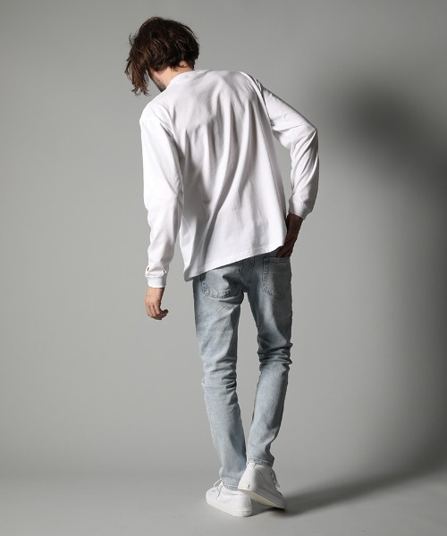 STUD MUFFIN(スタッドマフィン)の「mlt3395-5.6ozコットン天竺 サガラ&パッチポケット付 LS Tシャツ(Tシャツ/カットソー・メンズ・ブラック/ホワイト・3/2/4)」の6枚目の写真