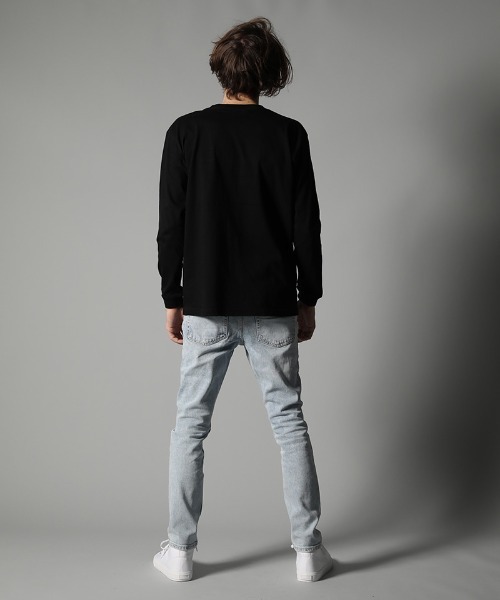 STUD MUFFIN(スタッドマフィン)の「mlt3395-5.6ozコットン天竺 サガラ&パッチポケット付 LS Tシャツ(Tシャツ/カットソー・メンズ・ブラック/ホワイト・3/2/4)」の12枚目の写真