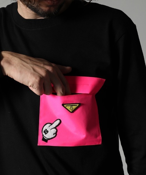STUD MUFFIN(スタッドマフィン)の「mlt3395-5.6ozコットン天竺 サガラ&パッチポケット付 LS Tシャツ(Tシャツ/カットソー・メンズ・ブラック/ホワイト・3/2/4)」の13枚目の写真