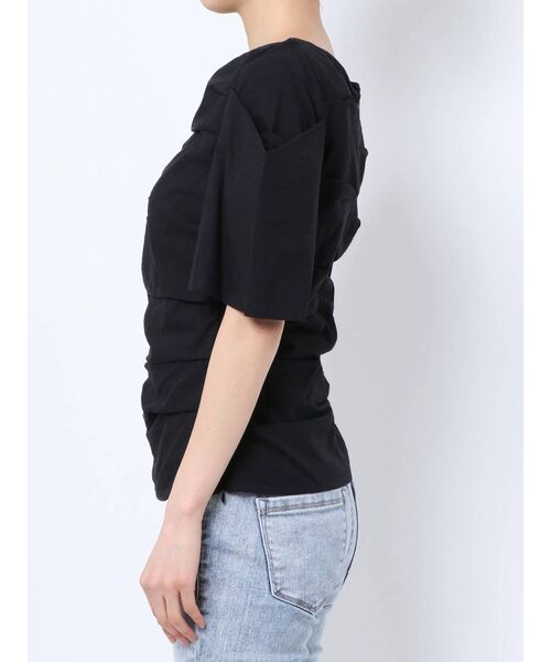 EMODA(エモダ)の「ギャザータックスリーブトップス(Tシャツ/カットソー・レディース・ホワイト/ブラック・FREE)」の9枚目の写真