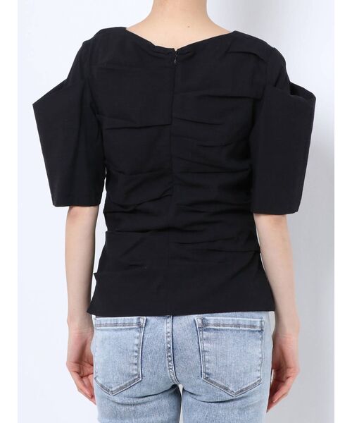 EMODA(エモダ)の「ギャザータックスリーブトップス(Tシャツ/カットソー・レディース・ホワイト/ブラック・FREE)」の10枚目の写真