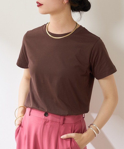 SHENERY（シーナリー）の「オーガニックコットンTEE（Tシャツ/カットソー・レディース・チャコールグレー/ブラック/オフホワイト/ブラウン/イエロー・FREE）」の4枚目の写真