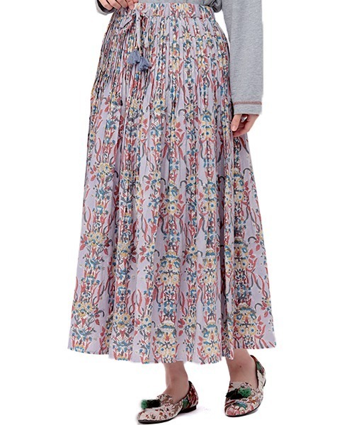 チチカカ（チチカカ）の「エコフレンドリーダイ ブロックプリントフラワースカート（スカート・レディース・パープル/マスタード/グリーン・FREE）」の9枚目の写真