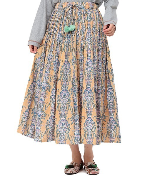 チチカカ（チチカカ）の「エコフレンドリーダイ ブロックプリントフラワースカート（スカート・レディース・パープル/マスタード/グリーン・FREE）」の10枚目の写真