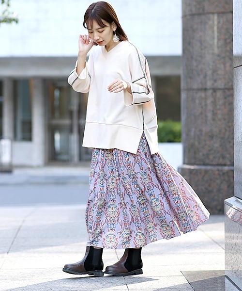 チチカカ（チチカカ）の「エコフレンドリーダイ ブロックプリントフラワースカート（スカート・レディース・パープル/マスタード/グリーン・FREE）」の5枚目の写真