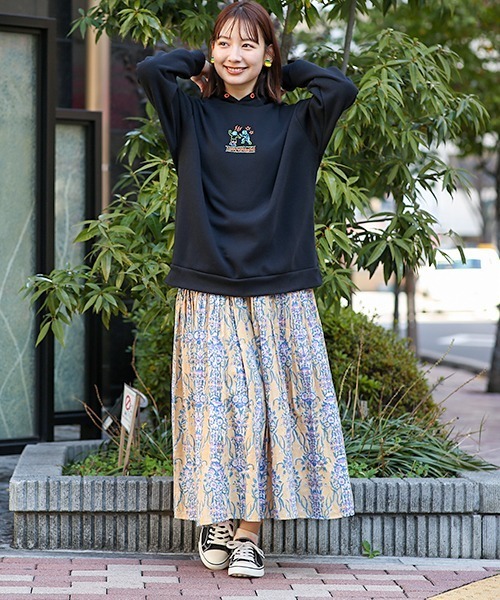 チチカカ（チチカカ）の「エコフレンドリーダイ ブロックプリントフラワースカート（スカート・レディース・パープル/マスタード/グリーン・FREE）」の6枚目の写真