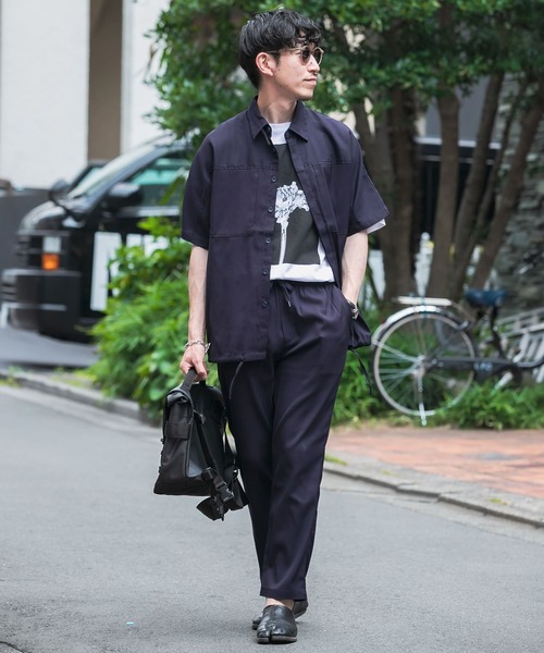 ITEMS URBANRESEARCH（アイテムズ アーバンリサーチ）の「『セットアップ着用可能』切り替えパナマ半袖シャツ（シャツ/ブラウス・メンズ・ブラック/ブラウン/ネイビー・LARGE/MEDIUM）」の9枚目の写真