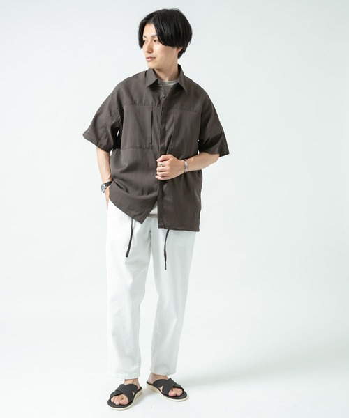 ITEMS URBANRESEARCH（アイテムズ アーバンリサーチ）の「『セットアップ着用可能』切り替えパナマ半袖シャツ（シャツ/ブラウス・メンズ・ブラック/ブラウン/ネイビー・LARGE/MEDIUM）」の11枚目の写真