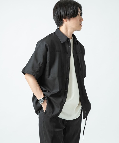 ITEMS URBANRESEARCH（アイテムズ アーバンリサーチ）の「『セットアップ着用可能』切り替えパナマ半袖シャツ（シャツ/ブラウス・メンズ・ブラック/ブラウン/ネイビー・LARGE/MEDIUM）」の12枚目の写真