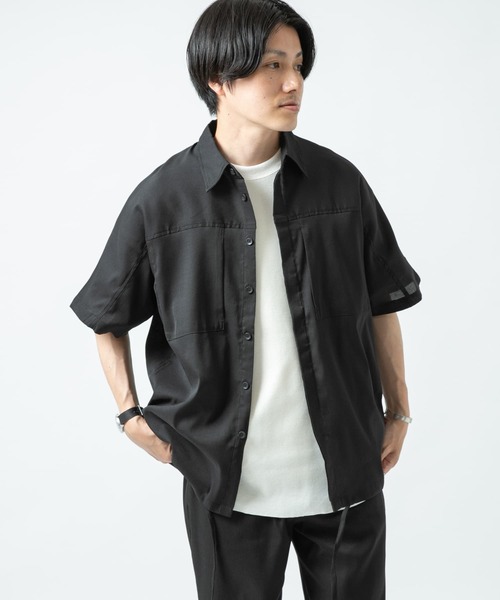 ITEMS URBANRESEARCH（アイテムズ アーバンリサーチ）の「『セットアップ着用可能』切り替えパナマ半袖シャツ（シャツ/ブラウス・メンズ・ブラック/ブラウン/ネイビー・LARGE/MEDIUM）」の13枚目の写真