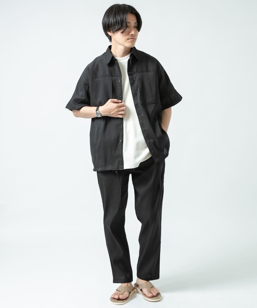 ITEMS URBANRESEARCH（アイテムズ アーバンリサーチ）の「『セットアップ着用可能』切り替えパナマ半袖シャツ（シャツ/ブラウス・メンズ・ブラック/ブラウン/ネイビー・LARGE/MEDIUM）」の14枚目の写真