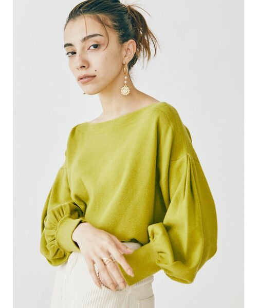 EVRIS（エヴリス）の「ボリュームスリーブニットトップス（ニット/セーター・レディース・ブラック/グリーン/アイボリー・FREE）」の15枚目の写真