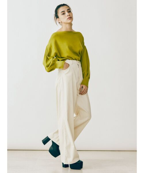 EVRIS（エヴリス）の「ボリュームスリーブニットトップス（ニット/セーター・レディース・ブラック/グリーン/アイボリー・FREE）」の6枚目の写真