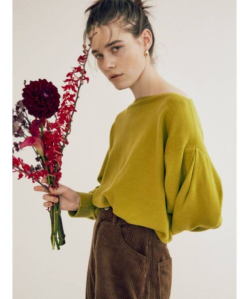 EVRIS（エヴリス）の「ボリュームスリーブニットトップス（ニット/セーター・レディース・ブラック/グリーン/アイボリー・FREE）」の4枚目の写真