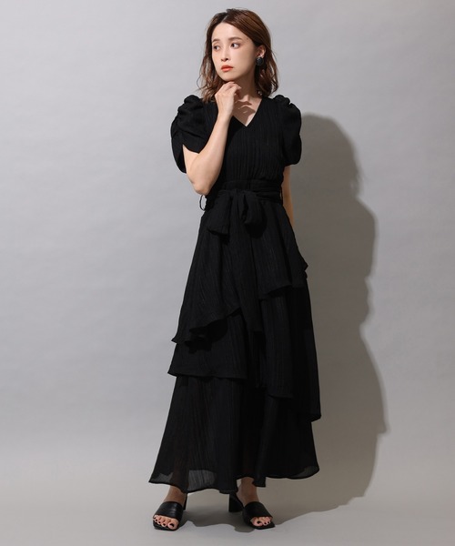 one after another NICE CLAUP（ワンアフターアナザーナイスクラップ）の「ラッフルワンピース（ワンピース・レディース・ブラック/アイボリー・FREE）」の4枚目の写真