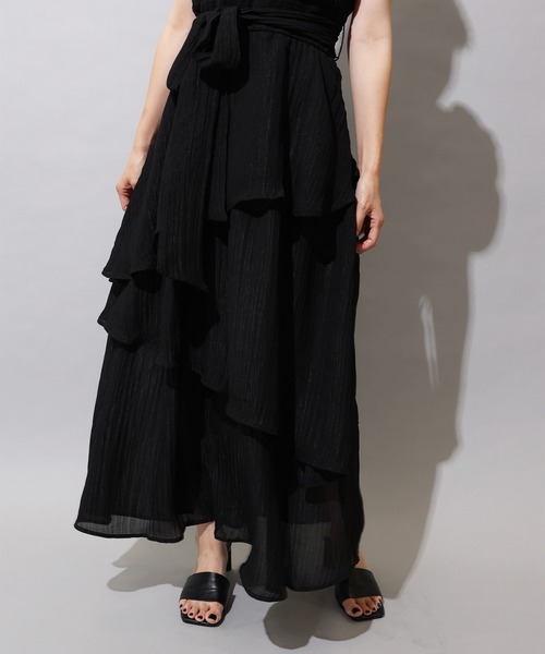ナイスクラップ ブラック ワンピース Black collection】フリルミニワンピース | レディース