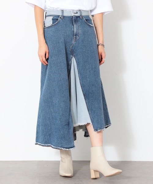 EDWIN（エドウィン）の「EDWIN /エドウイン CORE サスティナブル デニムスカート（デニムスカート・レディース・ライトブルー・SMALL/MEDIUM/LARGE/X-SMALL）」の2枚目の写真