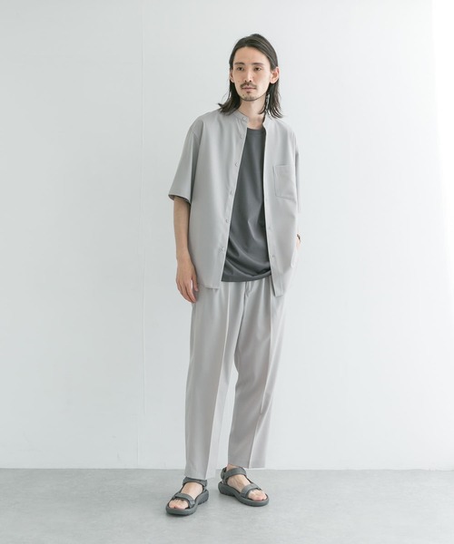 URBAN RESEARCH(アーバンリサーチ)の「WASHABLEウールショートスリーブバンドカラーシャツ(シャツ/ブラウス・メンズ・ライトグレー/ネイビー/グレー系その他・MEDIUM/LARGE)」の5枚目の写真